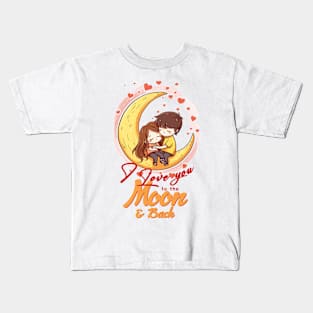 Valentine's Love on Moon Kids T-Shirt